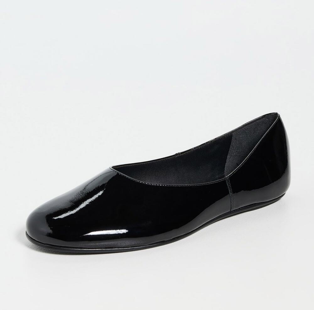 Black Suede Studio Black Patent Leather Ezra Flats 38.5
